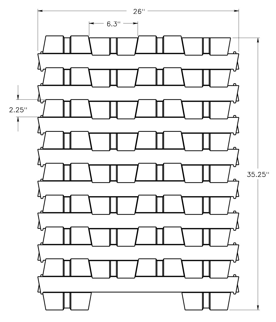 Notched Ingot Stack w/Dimensions